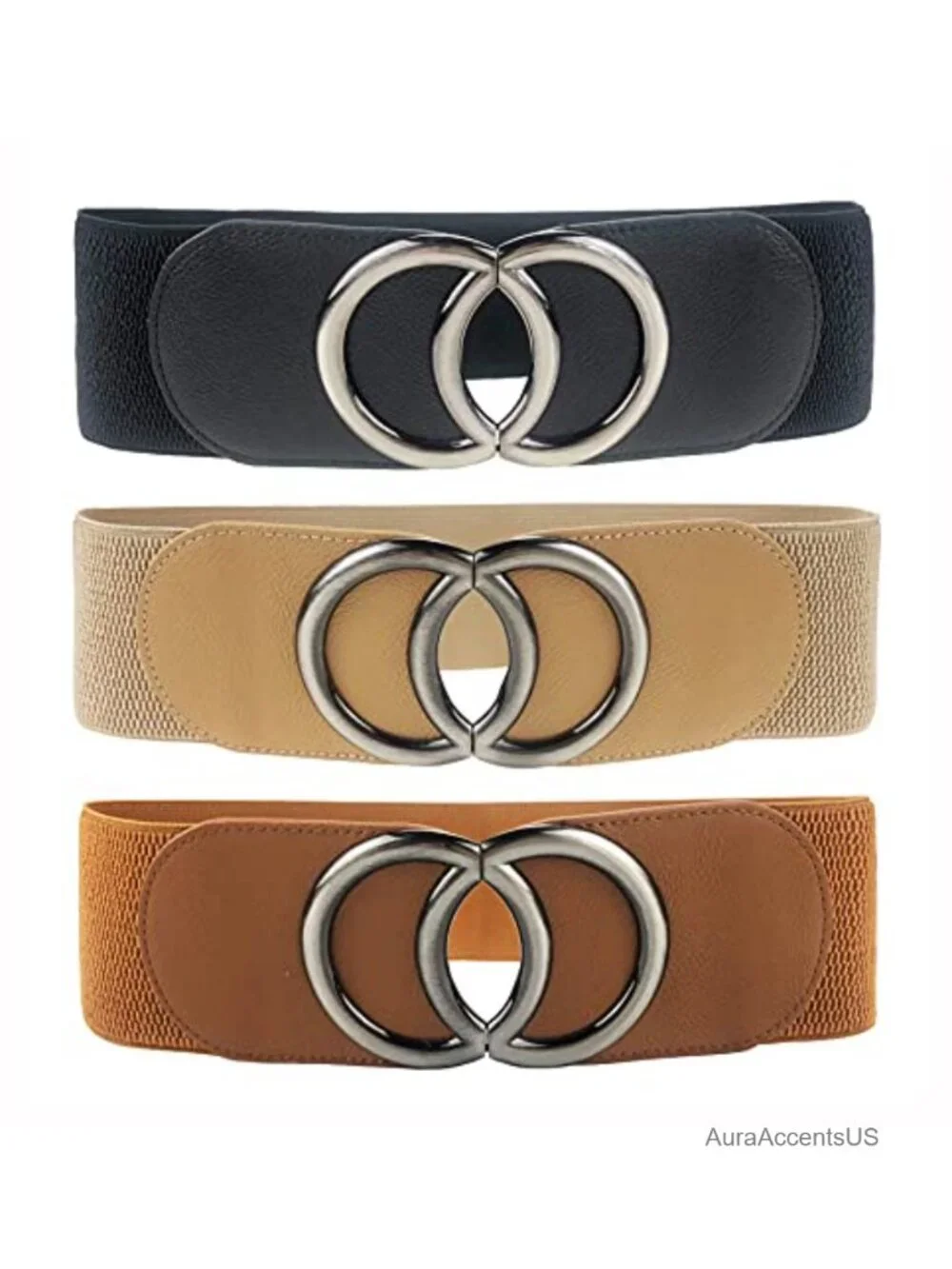 Elastic Wide Waist Cinch Belt for Dresses, Faux Leather